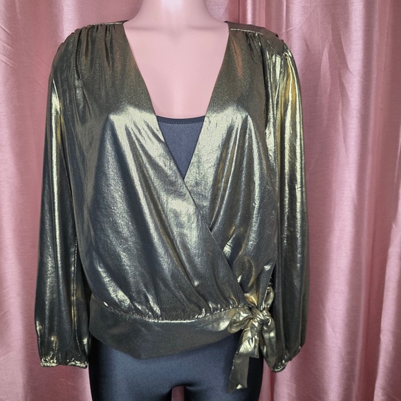 INC International Concepts Gold Wrap Blouse - Picture 1 of 4